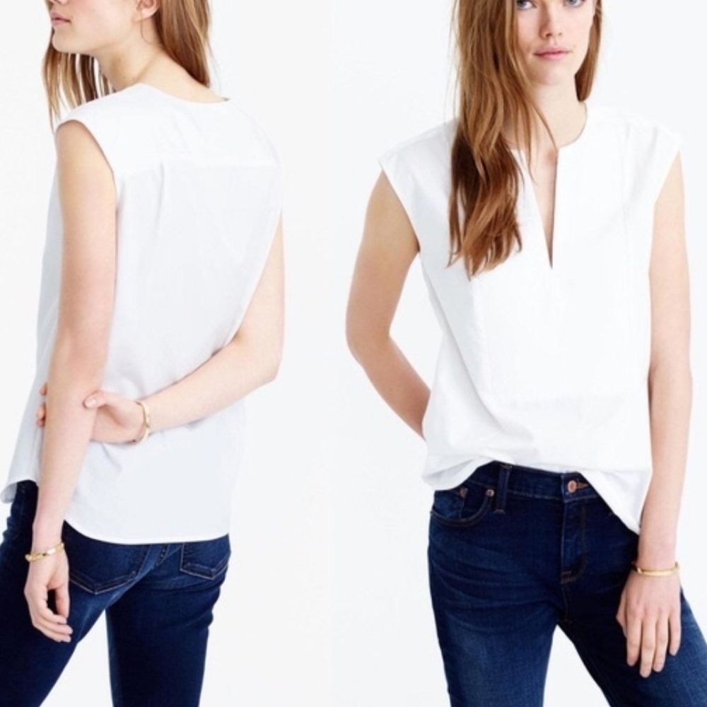 Thomas Mason for J. Crew White Sleeveless Blouse